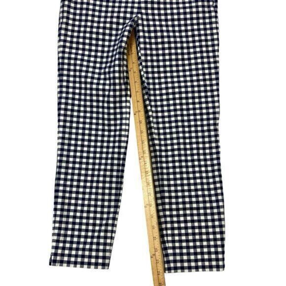 J. Crew Martie Pants Womens Sz 0 White Blue Gingham Checkered Print Tapered Leg - Picture 13 of 16